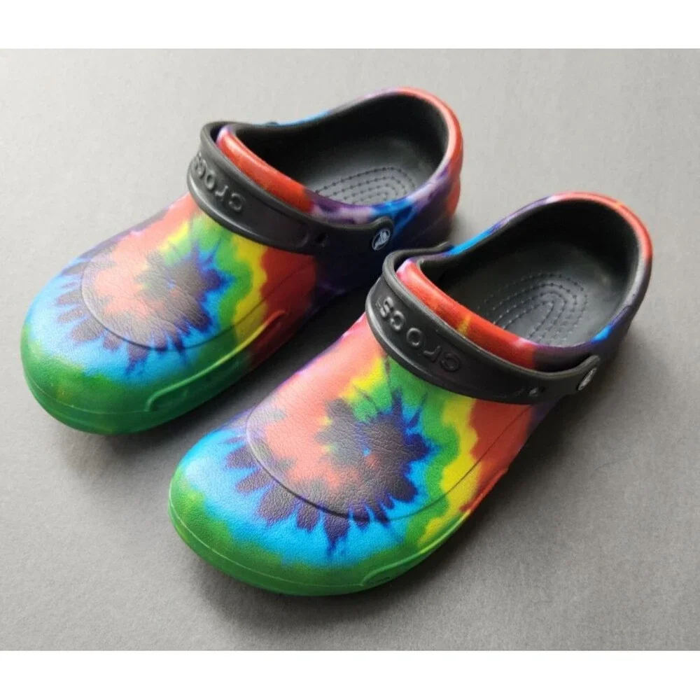 Crocs Bistro Clogs Mens 11 Tie Dye Groovy Non Slip Pride Work  Shoe Restaurant
